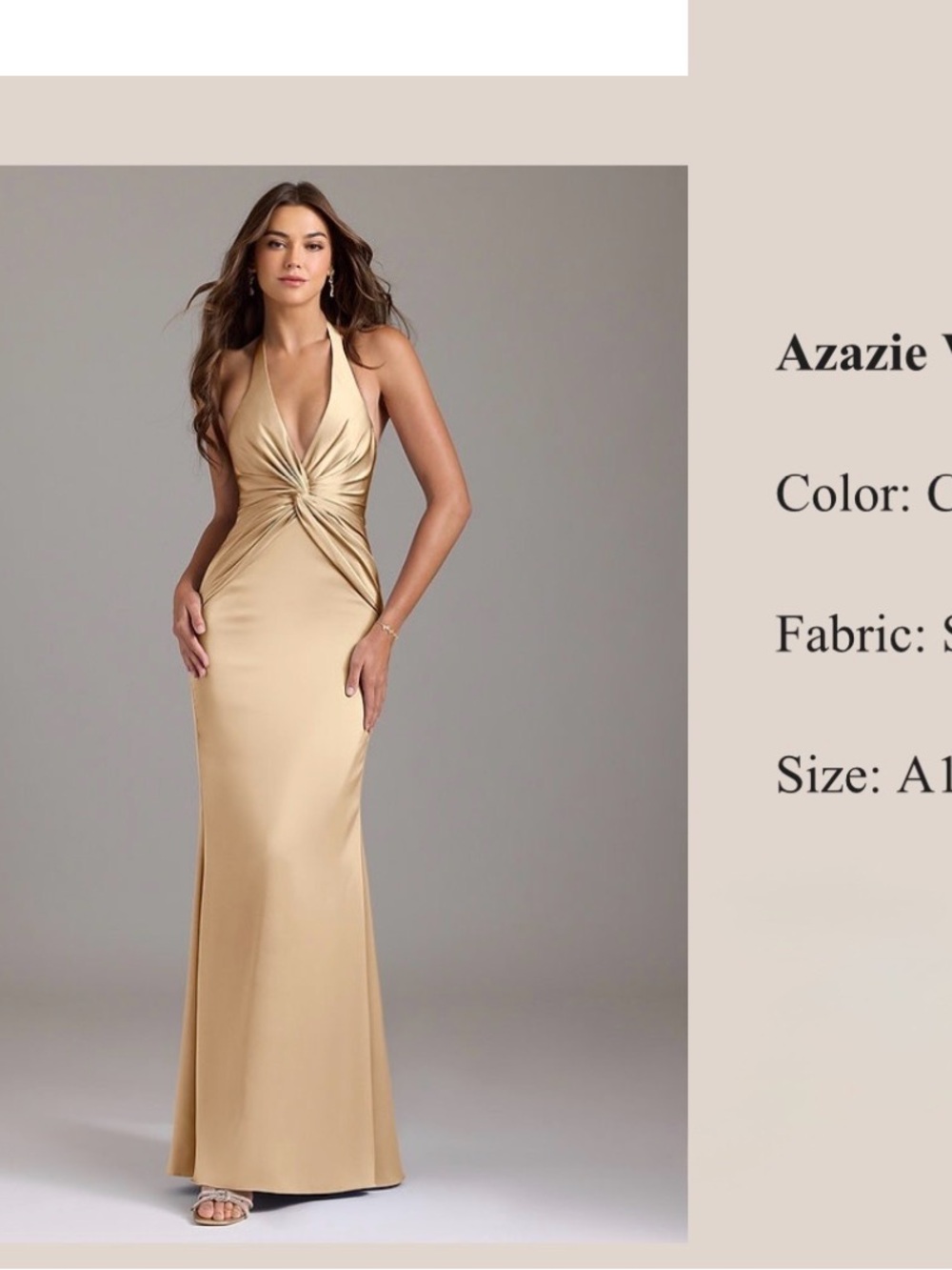 Azazie Gold Twist-Front Strapless Evening Gown